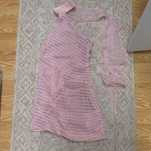 Vici Pink All Mine Ruched Mockneck Mini Dress